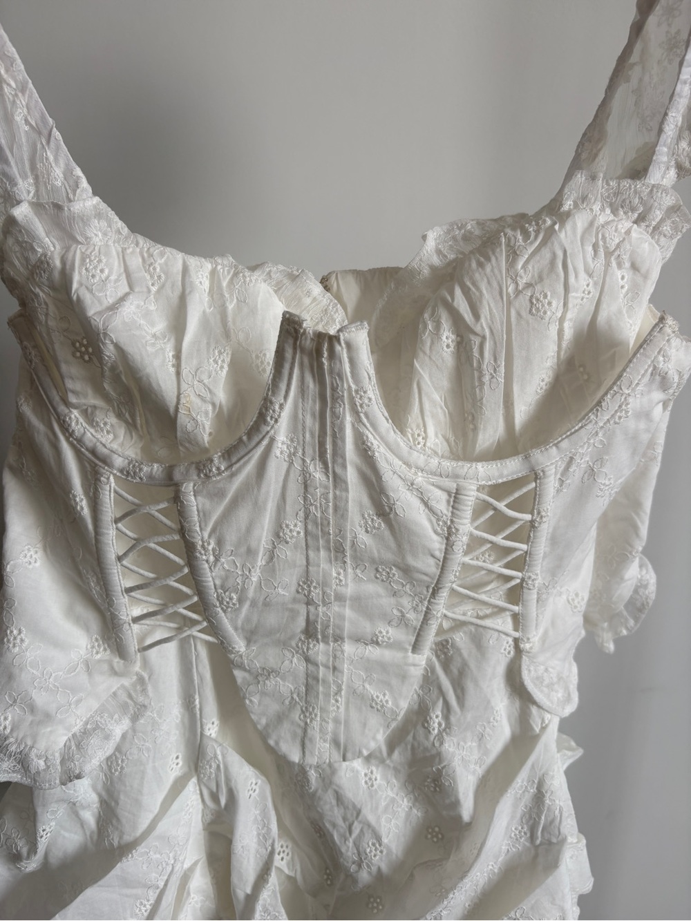 $319 NWT For Love & Lemons “Morgan” Corset Mini Dress in White Sz Small - Picture 6 of 16